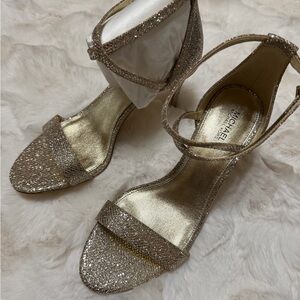 NEW Michael Kors Gold Glitter Ankle Strap Sandals Size 7
